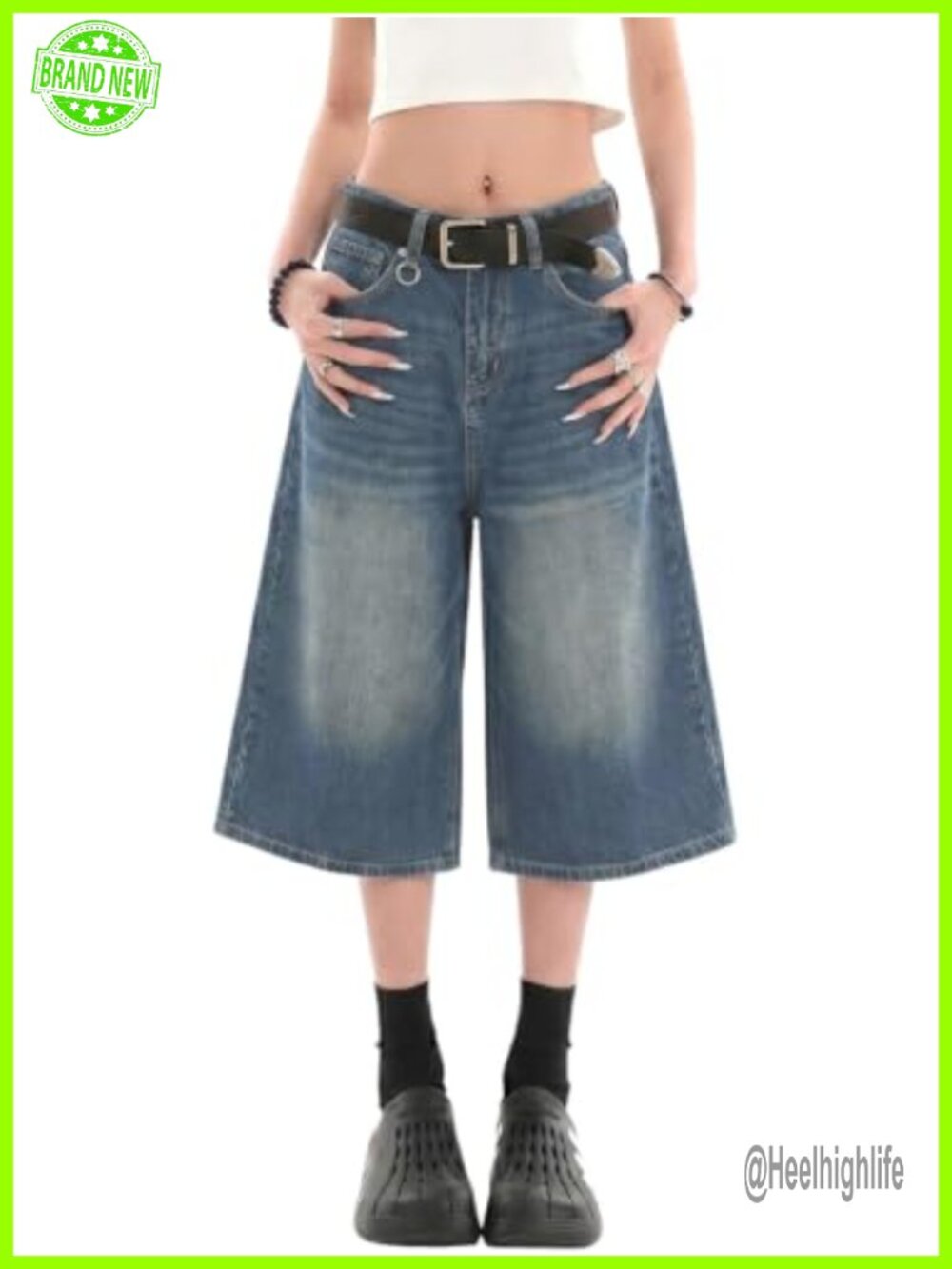 Baggy Wide Leg Jean Shorts for Women Y2K Capri Style Summer Denim